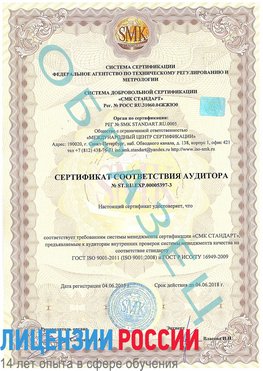 Образец сертификата соответствия аудитора №ST.RU.EXP.00005397-3 Пенза Сертификат ISO/TS 16949